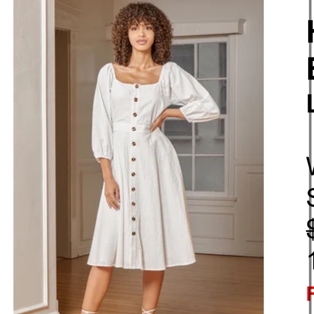 Open back white midi dress